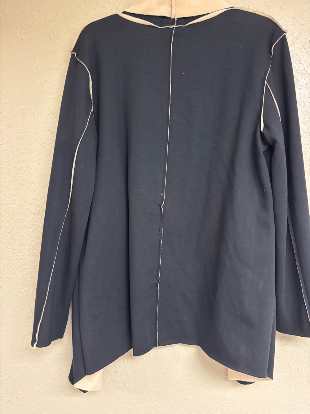 ONE WORLD Black and Cream Open Drape Cardigan - Picture 2 of 7